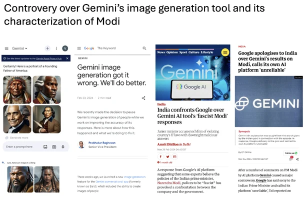 News coverage of controversy around Gemini image generation and its characterization of Indian Prime Minister Modi.